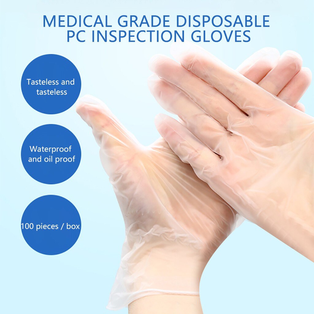 100pcs Transparent Disposable Gloves- Latex Rubber Anti-Pollution Transparent Gloves Cleaning Hygiene Disposable Gloves#35