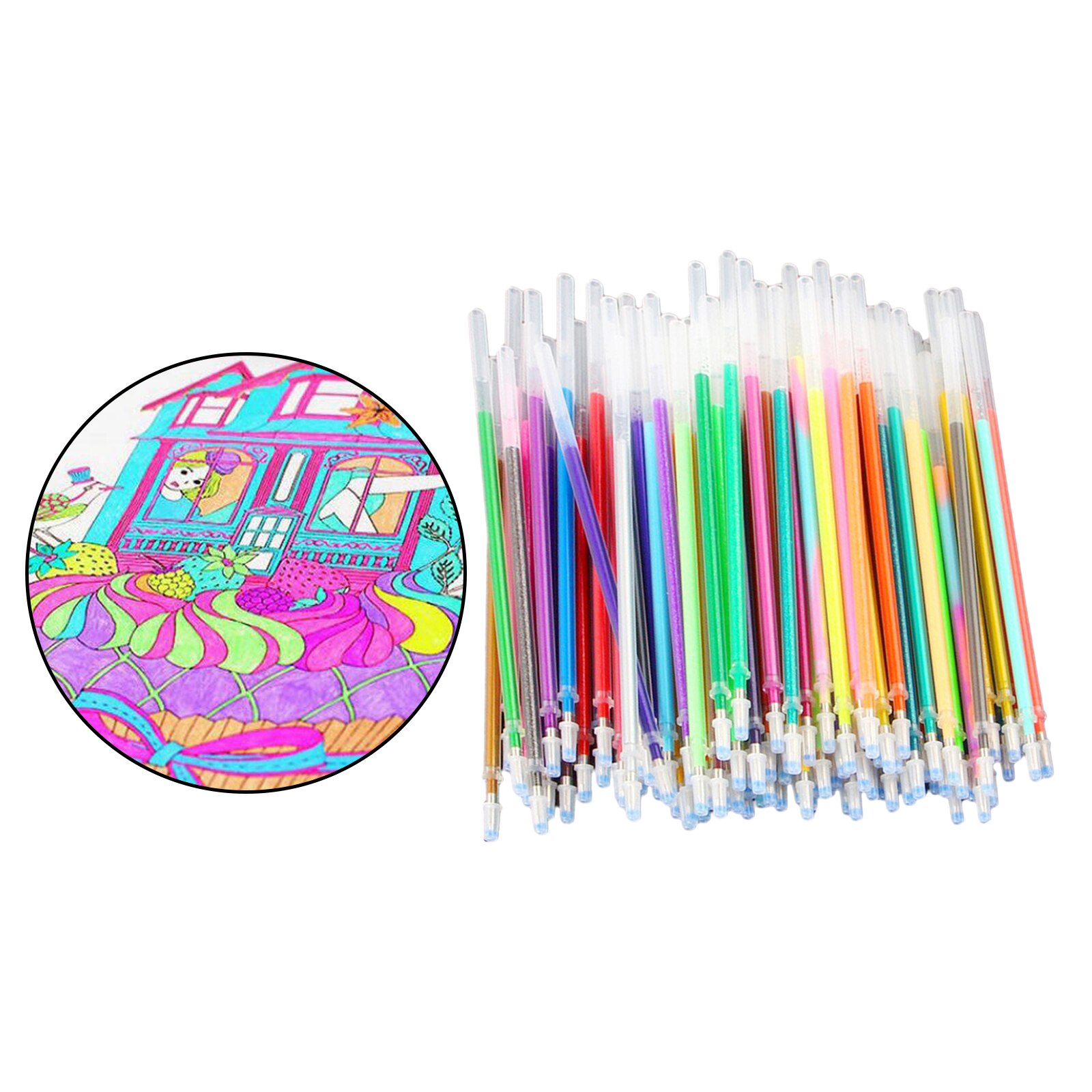 36/60/100Color Neon Gel Pen Refill Glitter Pen for Coloring Drawing Craft Marker
