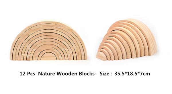 Dropshipping 12 pz Arcobaleno Blocchi Semicerchio piolo Bambola Giocattoli di Legno Colorato Blocchi di Costruzione Ad Arco del capretto di Legno pila di Alta Giocattoli
