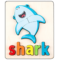 Wooden Animal Puzzle Montessori Letter Puzzle Preschool Learning Educational Game Baby Toddler Toys for Children: Shark