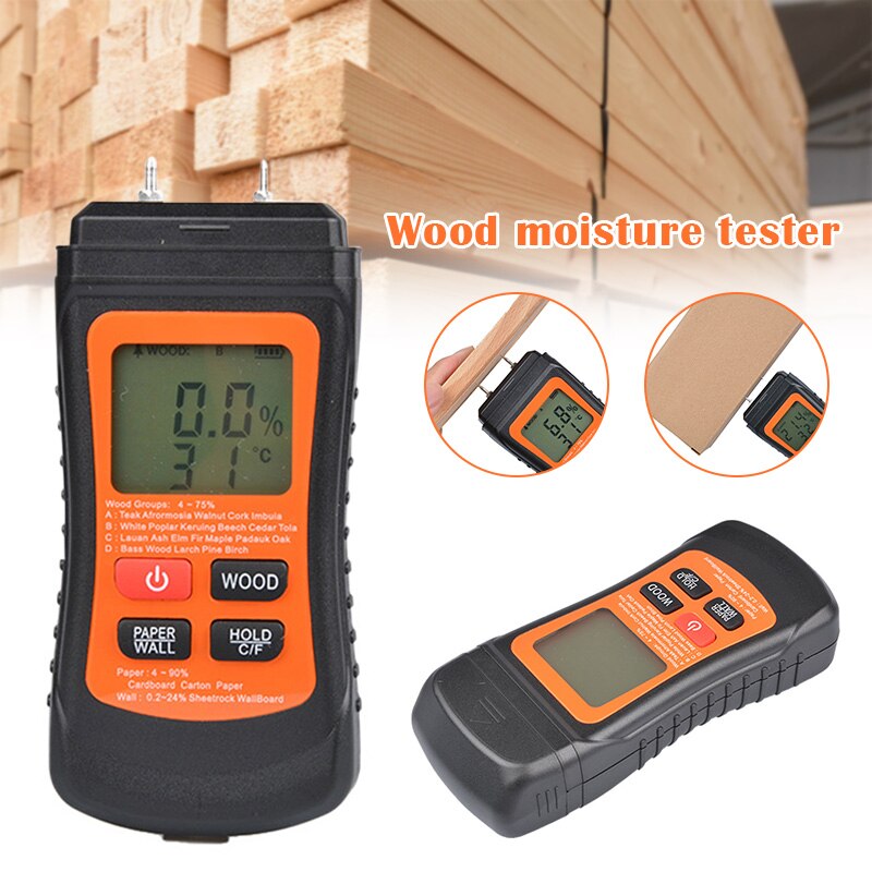 Two Pins Digital Wood Moisture Meter Paper Humidity Tester Wall Hygrometer Timber Damp Detector can CSV