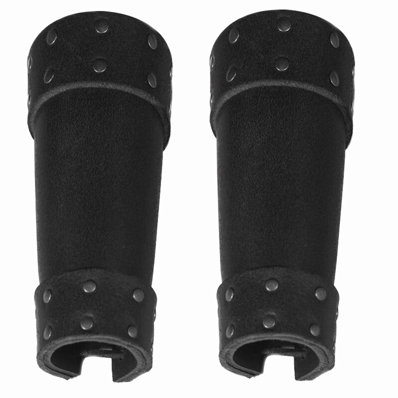 Medieval Fighter Leather Men's Bracer Hand Forearm Protector Armor Larp Berserker Knight Wide Vambrace Post Apocalyptic Gauntlet: Black One pair