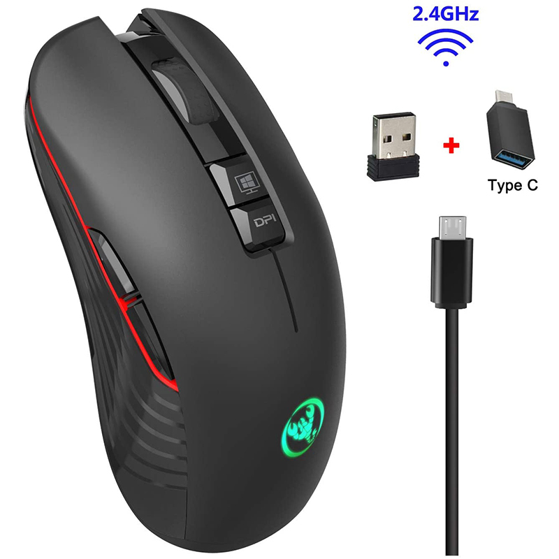 SeenDa 2.4G Wireless Gaming Mouse with USB Receiver Silent Type-c Backlit Rechargeable Mouse for MacBook Computer PC Laptop