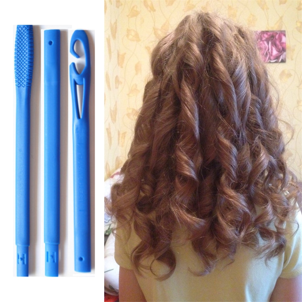 Rodillos rizadores de pelo de plástico suaves, 18 Uds., 45/50/55/65cm, rizadores de pelo en espiral DIY para rizar el cabello, rodillos flexibles
