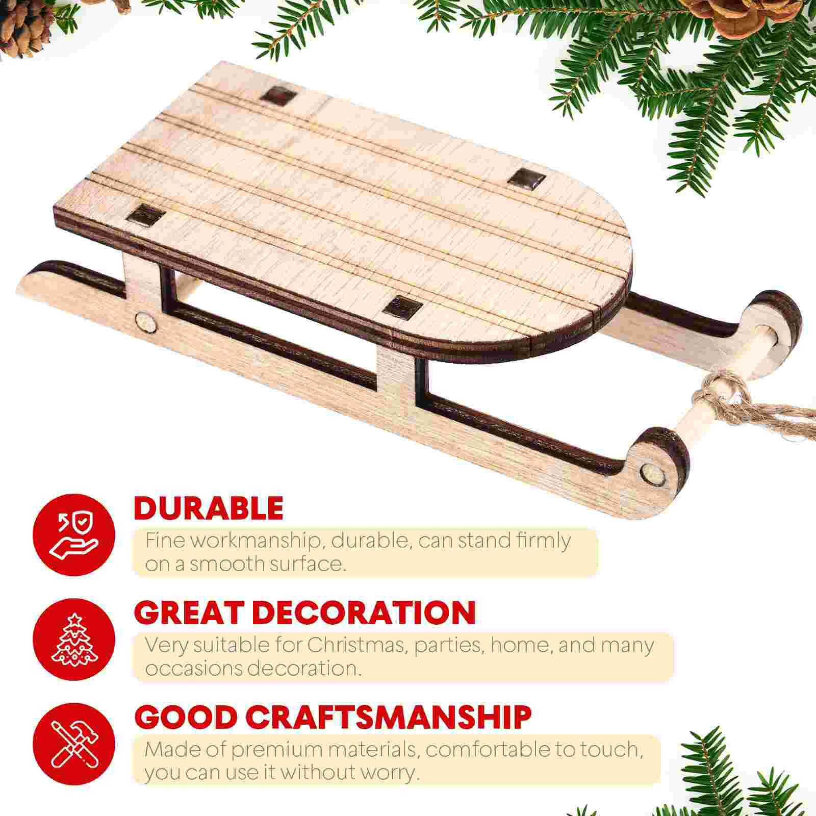 3pcs albero di natale appesi slitta Mini slitta in legno Mini slitta pendenti ornamenti slitta artigianato slitta fai da te