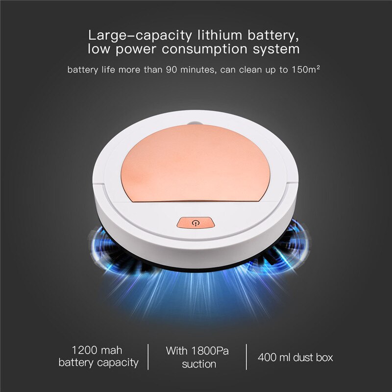 1800Pa Robot Vacuum Cleaner Automatic Movable Floor Sweeper Home Pet Hair Cleaning Rechargeable Intelligent Sweeping Machine 50