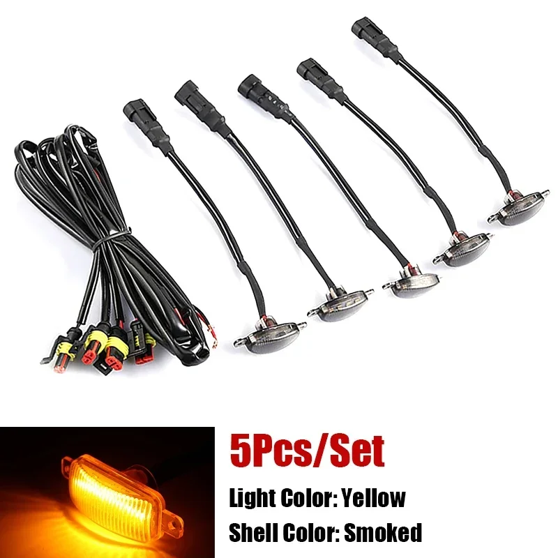 Luces LED universales para coche, luces LED delanteras para parrilla con arnés, lámpara de ojo de águila para camioneta todoterreno, SUV, Ford, Toyota, accesorios para coche: Naranja