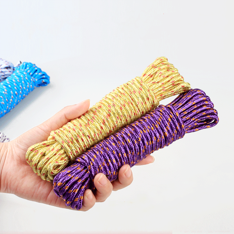 10M Tarpaulin Nylon Rope Truck Lashing Rope Packing Rope Wear-Resistant Fixed Non-Slip Braided Household Clothesline