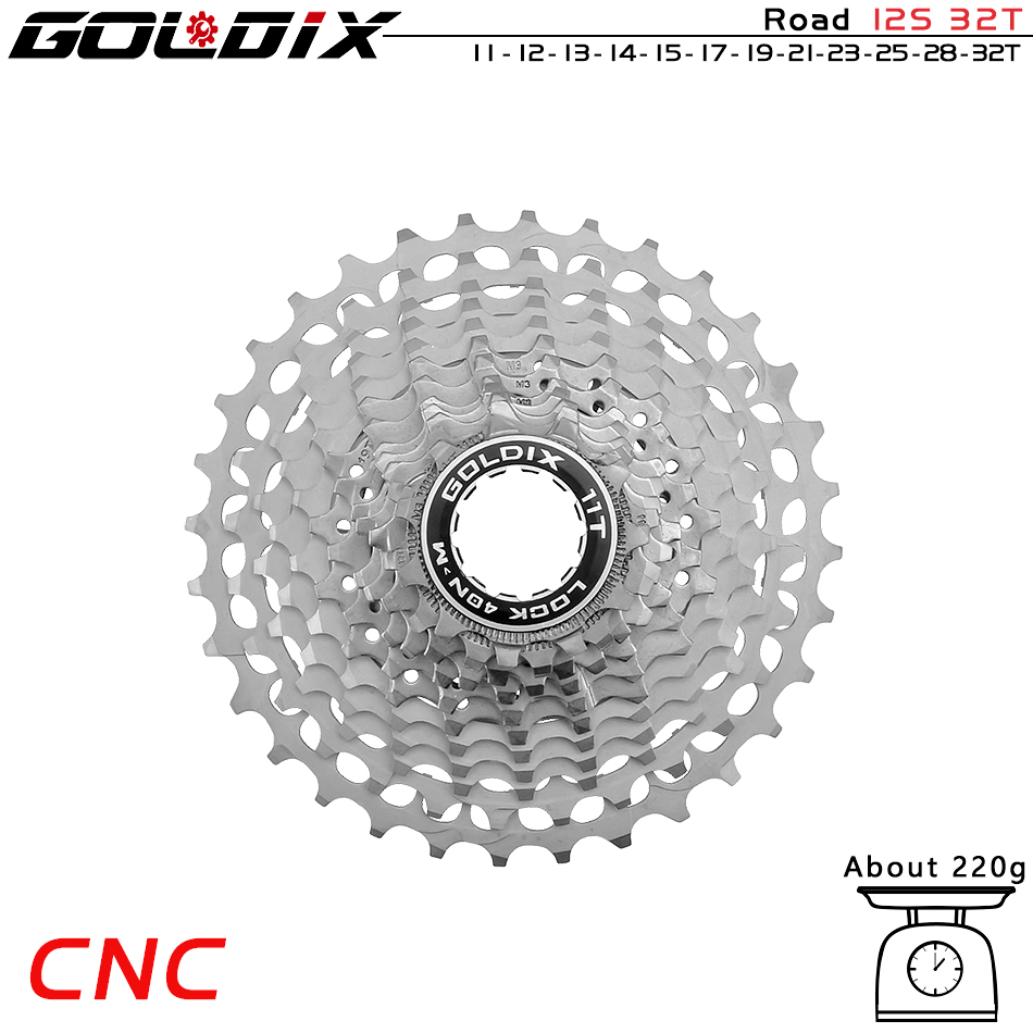 GOLDIX – Cassette de vélo de route CNC ultralégère, 11/12 vitesses k7 11S 12S 28T/32T/34T/36T, pignon pour SHIMANO HG: Gris clair