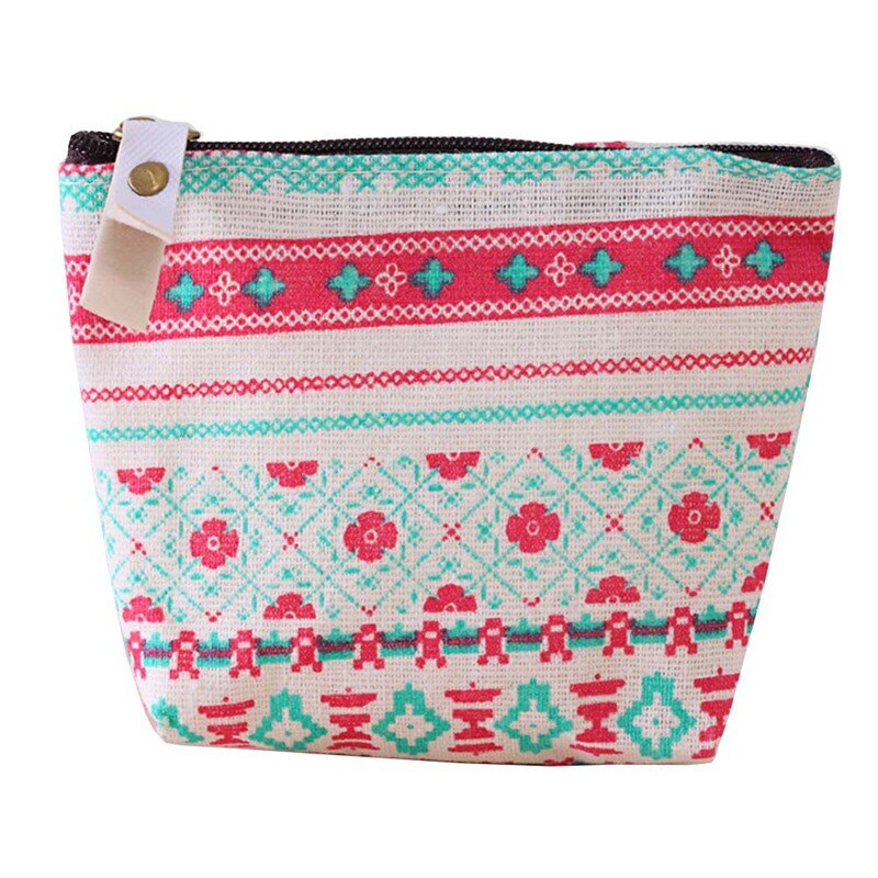 1PC Mini Animal Printed Coin Pouch Vintage Small Fish Bear Tree Prints Coin Purse Wallet Holder Zipper Canvas Coin Purse