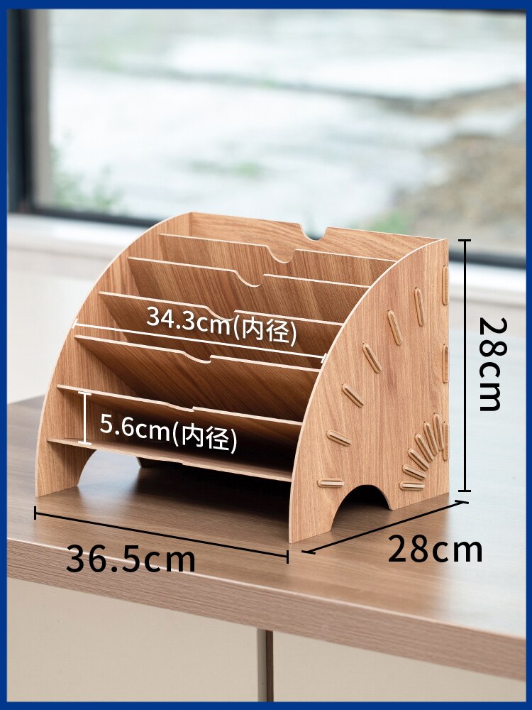 Fan shaped file data shelf office desktop multi layer storage rack Eco-friendly wood home living room organizer