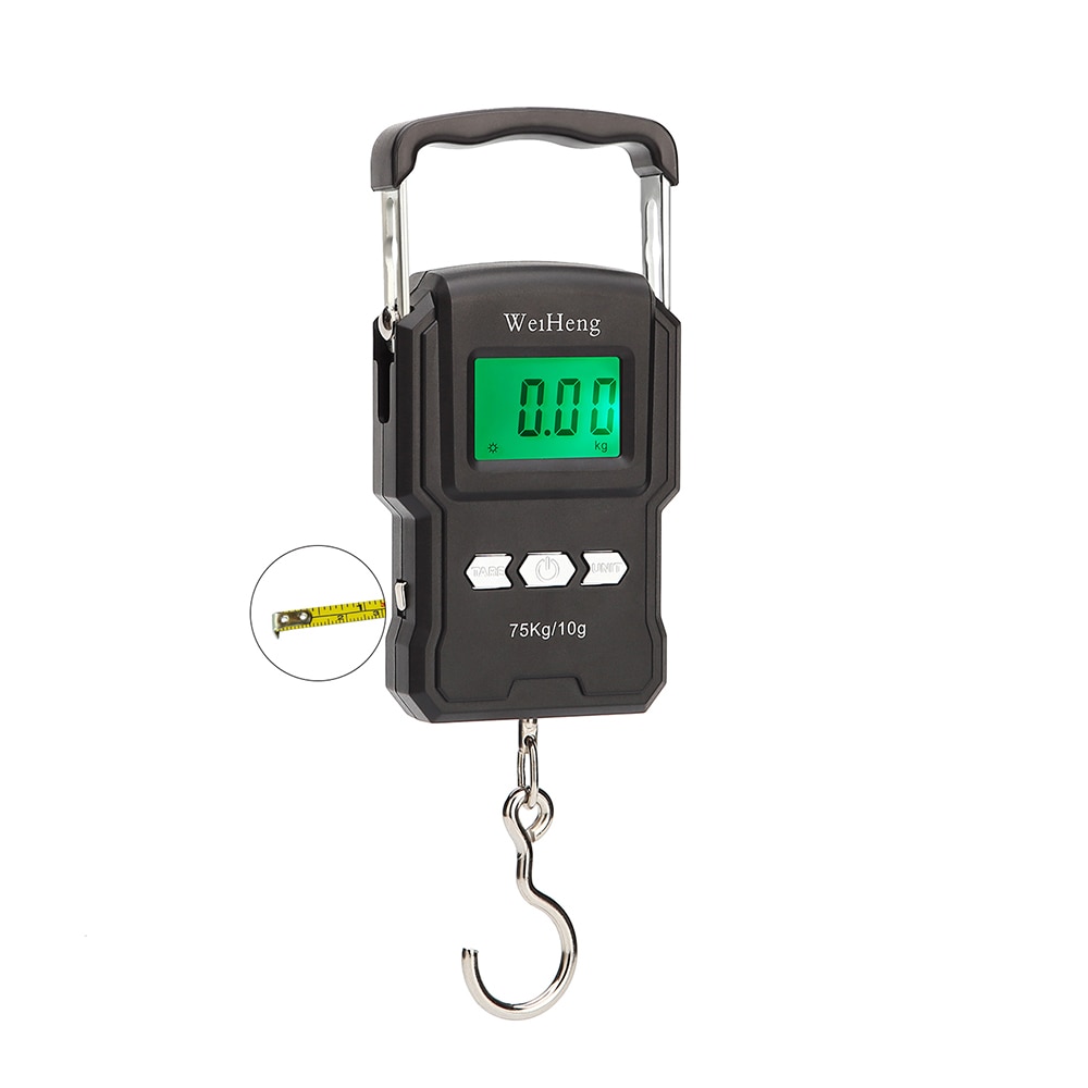 75kg/10g Pocket Digital Travel Luggage Scale Hand Held Checked Airport Baggage Bag Carry On LCD With Ruler Fish Scale