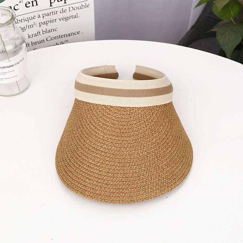 Susi & Rita gorra visera de verano para mujer, sombreros de paja de ala ancha, sombrero de playa para mujeres , sombrero Casual vacío, gorra Casquette: Khaki