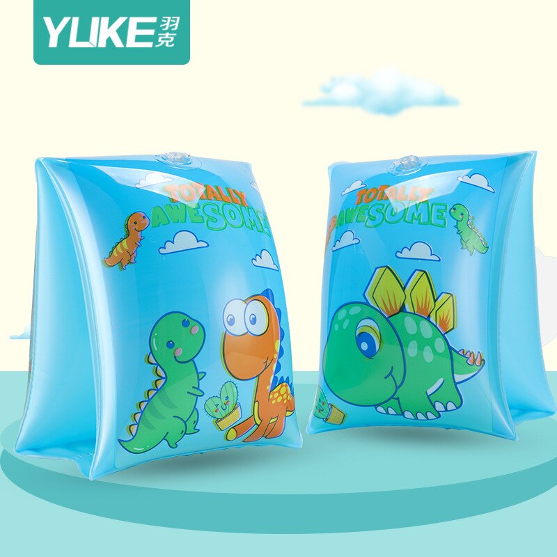 Manguitos para nadar para niños flotadores de brazo flotador de ala de agua mangas largas de seda blanca manga flotante de niños Drift Kids swiming Sle: Blue Little Dinosaur