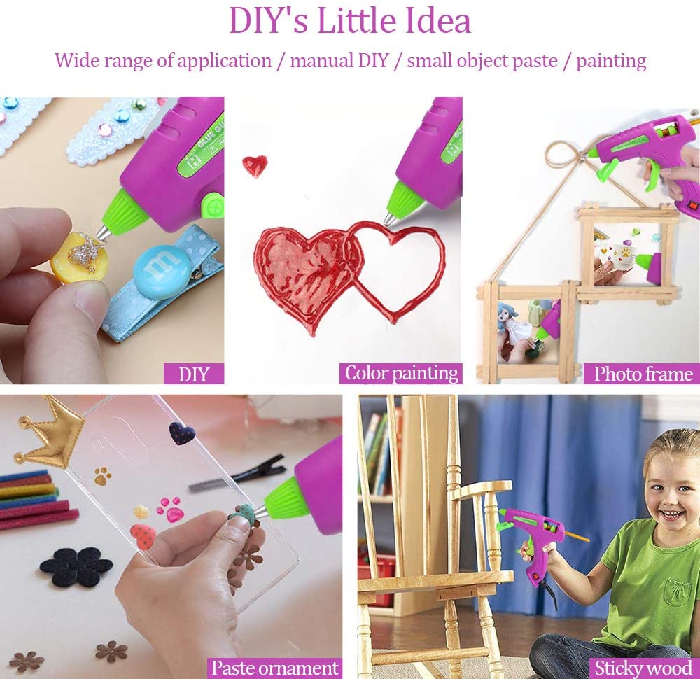 Mini Glue Gun Tool Kit with Glue Sticks Melt Glue Gun for Small DIY Project Delicate Items Like Foam Thermocal Floral (30W)