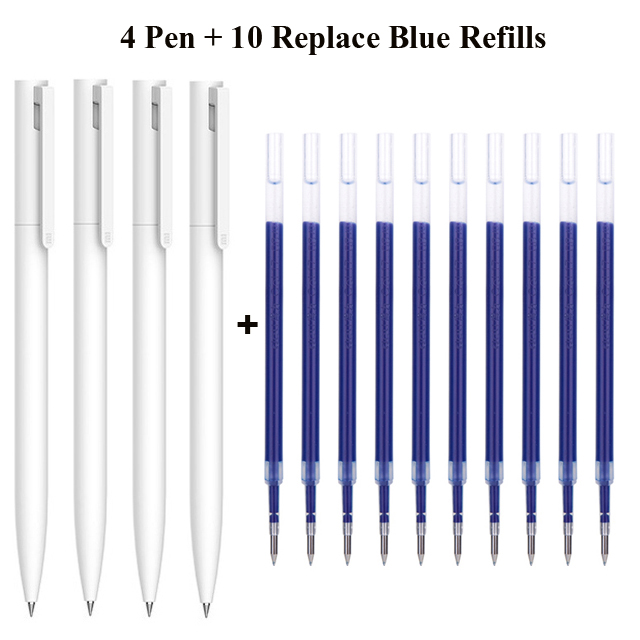 Xiaomi Mijia-Bolígrafo ligero para escritura fluida, boli de pulsación de 0,5mm con recambio de núcleo, disponible en color azul, rojo y negro, ideal para el trabajo, pluma original: 4pen 10blue refills