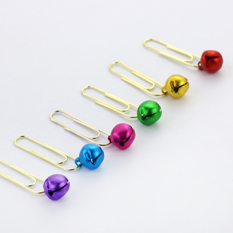 TUTU 25pcs Metal Material Bell Shape Paper Clips Gold Color Funny Kawaii Bookmark Office School Stationery Marking Clips H0109