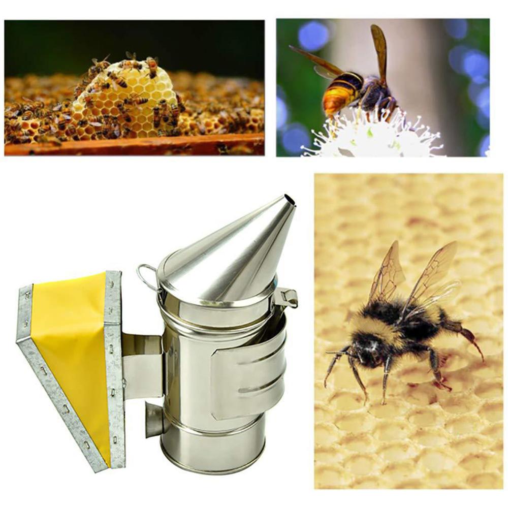 Herramientas de apicultura Manual de acero inoxidable Kit de transmisor de humo de abeja herramienta de apicultura cuidado de abejas rociador de humo