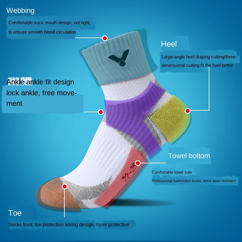 3 Paar Sokken Vrouwelijke Victor Badminton Sokken Vrouwen Sport Sok Verdikte Handdoek Bodem Te Absorberen Zweet En Ventileren SK225