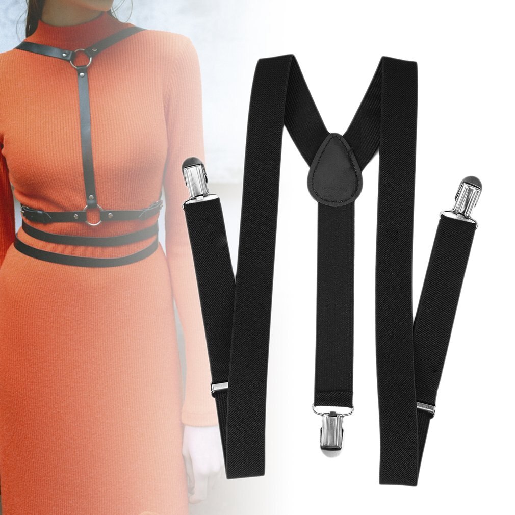 Brace Clip-on Belt Adjustable for Men Women Pants Braces Straps Fully Elastic Y-back Suspender Belt Unisex