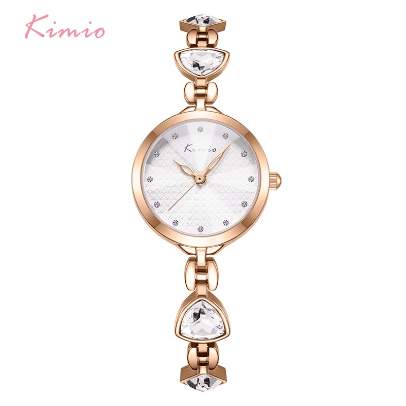 Kimio merk dames armbandhorloges luxe dames kristal quartz horloge onregelmatige edelsteen jurk waterdicht polshorloge relogio feminino: Roségouden horloge