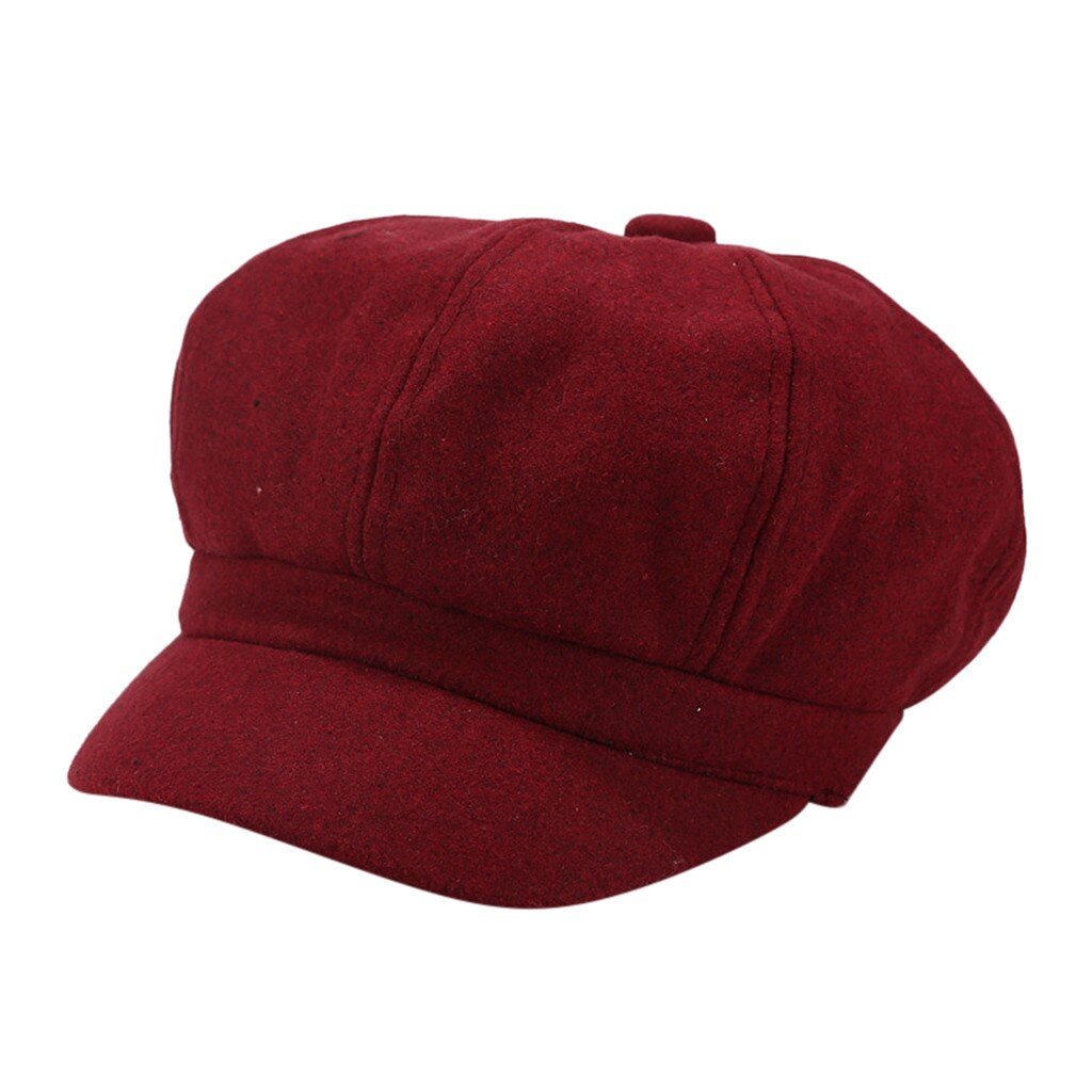 Boina para Mujer Otoño Invierno gorra octogonal estilo artista pintor quiosco gorras negro gris boina sombreros planos Sombrero Mujer # L20: wine