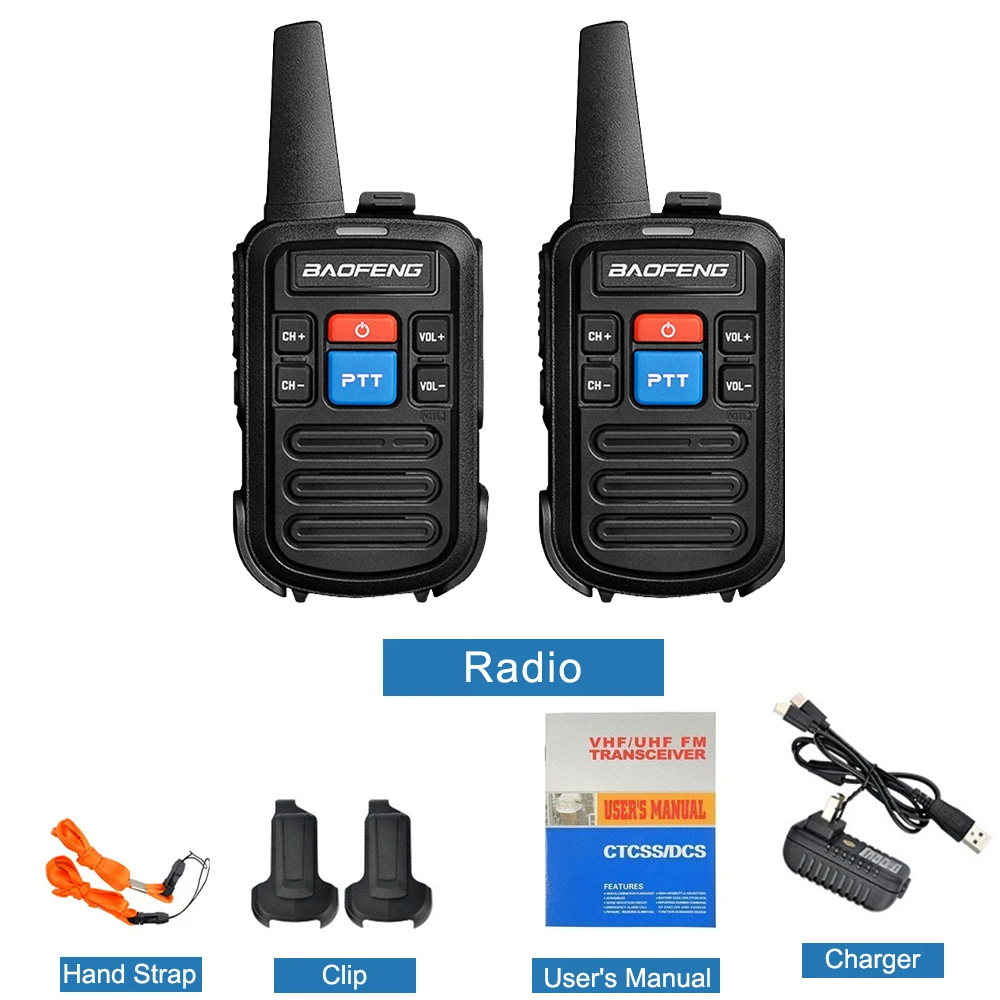 Baofeng BF-C50 2pcs Mini Walkie Talkie Kids Portable Ham Radio Comunicador UHF 400-470MHz Dual Band Two-way Radio HF Transceiver: Red / EU