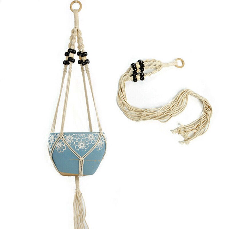 Cesta colgante de jardín, colgador de macramé para planta Retro, soporte de maceta de flores, jardineras de cuerda para decoración del hogar, suministros de jardín, novedad, 1 ud.