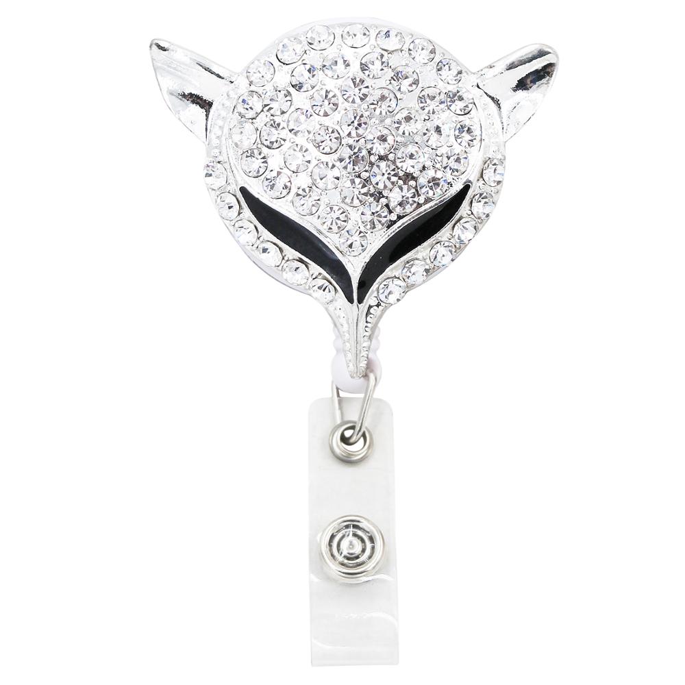 Animal Retractable Badge Holder with Alligator Clip Retractable Cord ID Badge Reel Fox Dress Girl Horse Style
