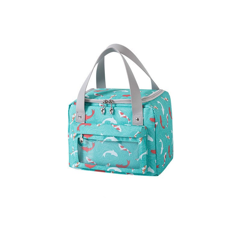 Comida Japonesa de bolsa de tela Oxford bolsa de aislamiento almuerzo bolsa con arroz pícnic al aire libre bolsa de hielo bolso bolsas de Almuerzo: Green Koi