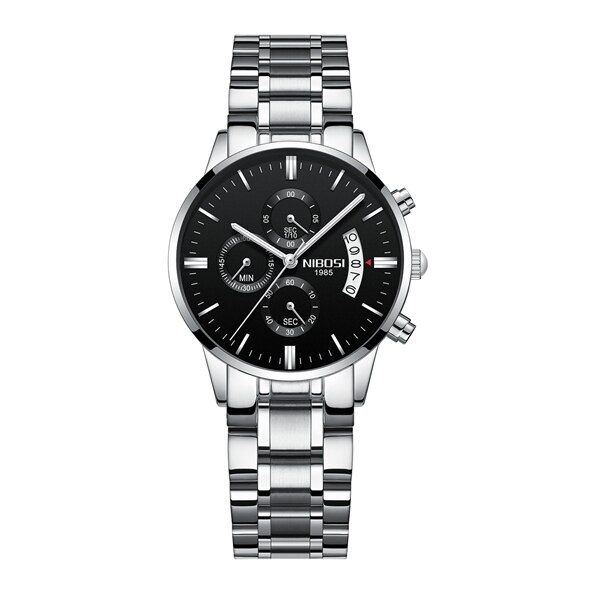 NIBOSI 2020 Top Brand New Cronografo Donna Orologio di Lusso Amante Orologio Classico Orologio Della Signora Bianco Orologi Vestito Orologio Relogio Feminino: silverblack