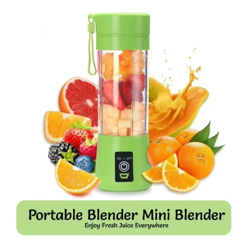 Bærbar mini usb-oppladbar blender med 380ml reisefruktjuicerkopper, håndholdt smoothie-maskin for shakes og juice på farten