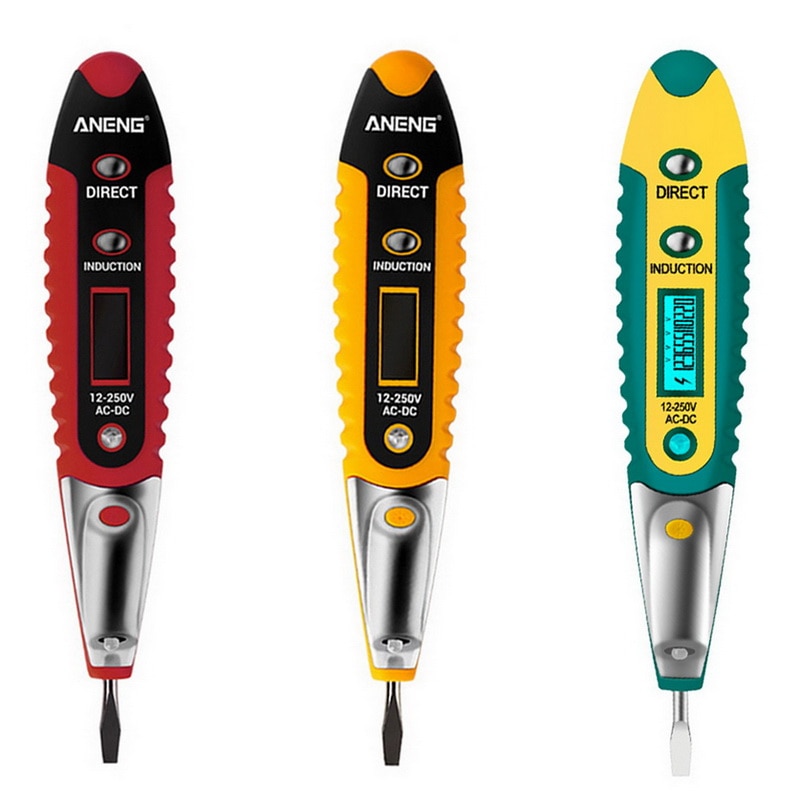 Digital testpenna testare elektrisk lcd-display skruvmejsel spänningsdetektor testpenna ac  dc 12-250v för elektrikerverktyg