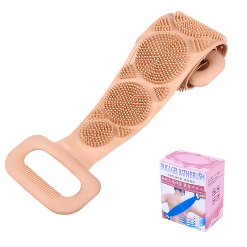 Toalla de fregado de silicona larga, cepillo para masajes de baño, Spa para frotar el barro, herramienta de exfoliación corporal, 8 estilos a elegir: pink