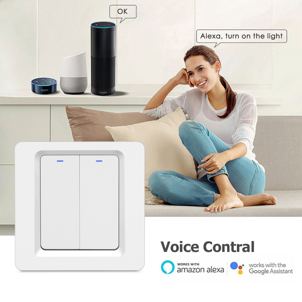 Tuya smart-wlan-schalter 220v 1/2/3 fach wandlichtschalter mit tastenunterstützung für smart-home-geräte wie alexa und google home