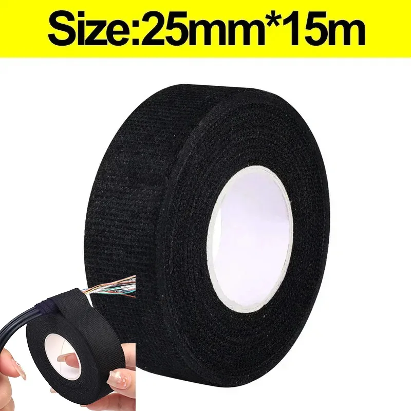 Waterproof Cable Adhesive Tape Electrical Fabric Tapes Heat-resistant Harness Bundle Insulation Auto Wiring Fabric Cloth Wrap: Orange / 1m