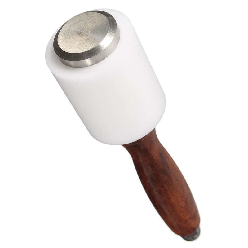 Martillo de grabado para peletería, mango de madera reforzado, herramienta de estampado de corte artesanal de cuero para herramientas de perforación artesanal hechas a mano