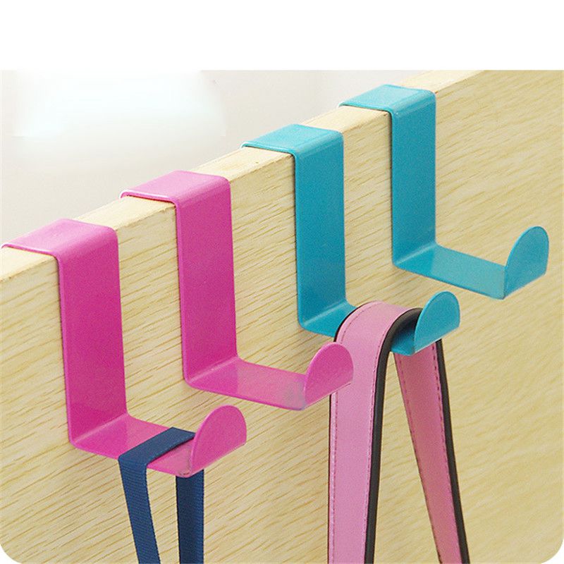 Fad Z-type color door back hook stainless steel nail free traceless door hook door back s clothes hook 2 sets
