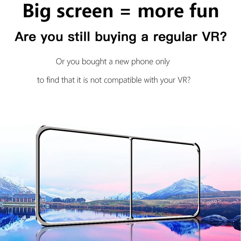 VR Headset - 5-7 Inch Phones - 120° Wide Angle - Head-Mounted - ABS Plastic