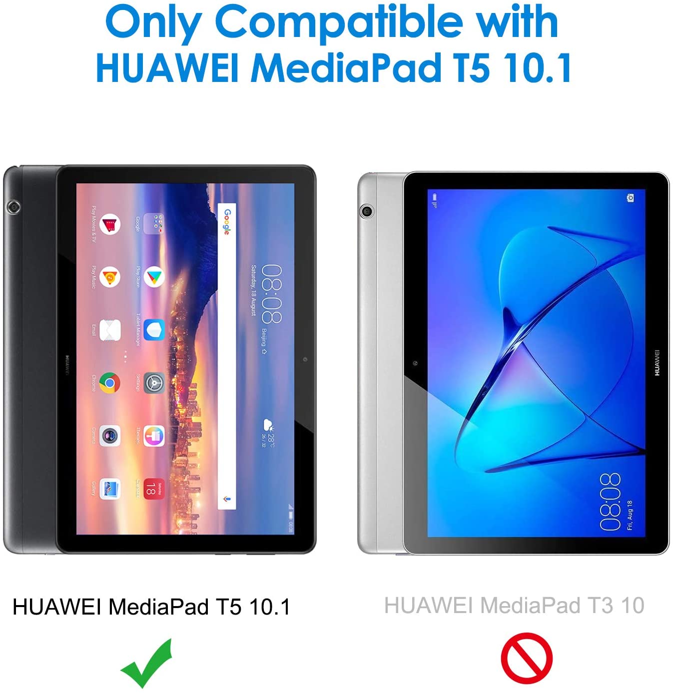 coperchio protettiva per schermo in vetro temperato per tavoletta 2 pezzi per Huawei MediaPad T5 10 pellicola temperata per protezione degli occhi da 10.1 pollici