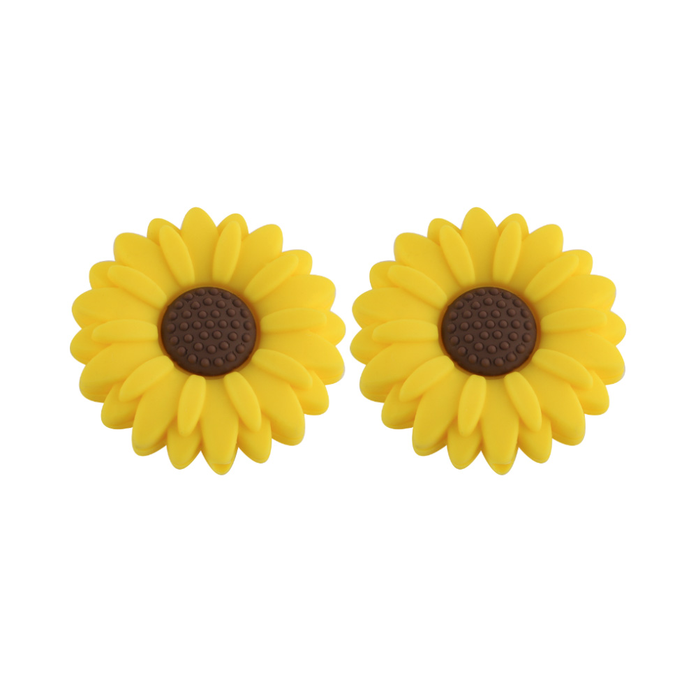 Sunrony 10 st silikonpärlor med 20/30mm blommor för smyckestillverkning, gör-det-själv-pärlor, prästkragefokus, pärlbar penna, armband, nyckelringstillbehör: Grå / Övrig