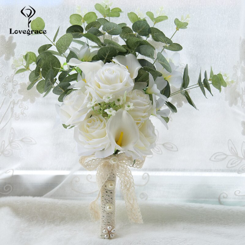 Bruiloft Bloem Bruidsboeket Silk Rose Wit Roze Hand Houder Bruidsboeket Flore Voor Bruidsmeisjes Wedding Mariage Accessoires: B