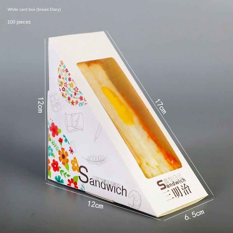 100 stücke Sandwich Kasten Dreieck Tasche Einweg Transparente Haushalts Mittagessen: 001