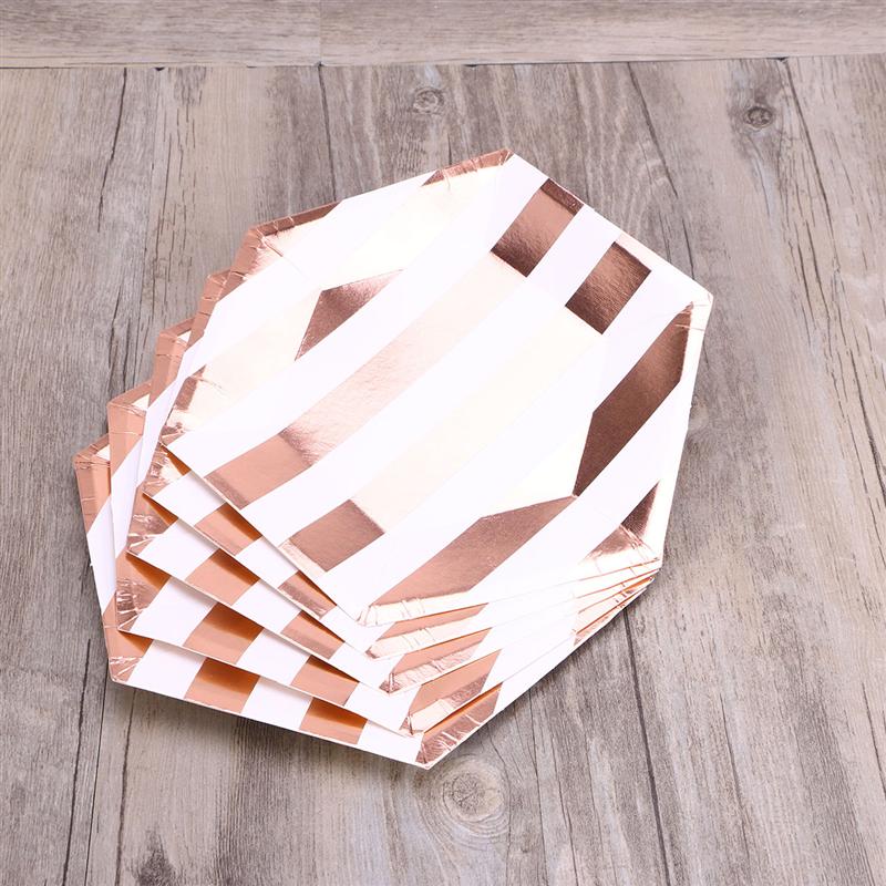 36PCS Wegwerp Servies Set Zeshoekige Gestreepte Servetten Papier Gerechten Borden Voor Birthday Party Servies Set
