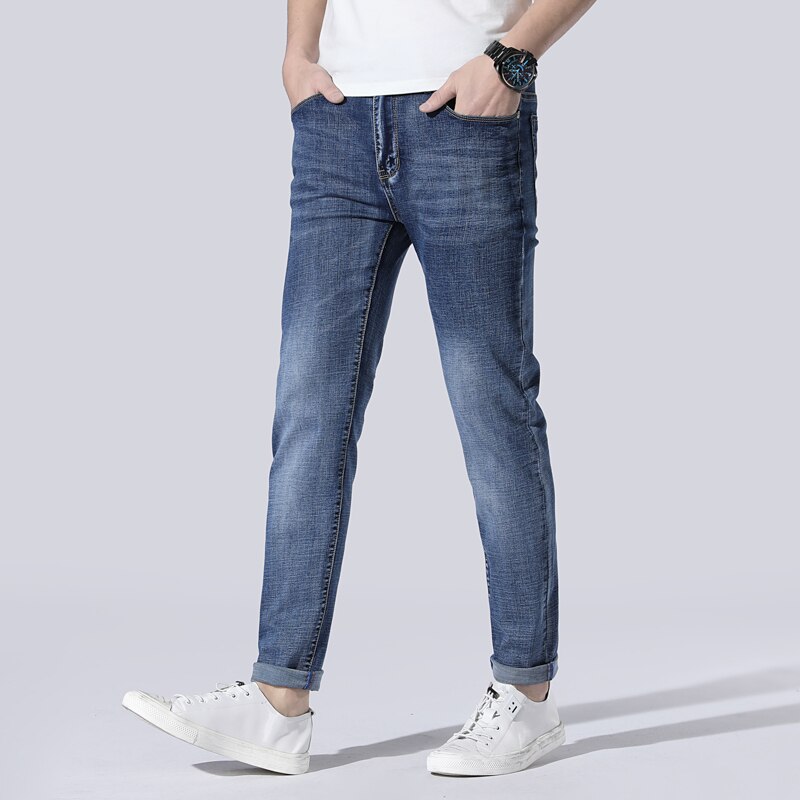 neue Gerissen Gewaschene Jeans Geschäft lässig Elastische Dünne Jeans Plus Größe 40 42 44 46