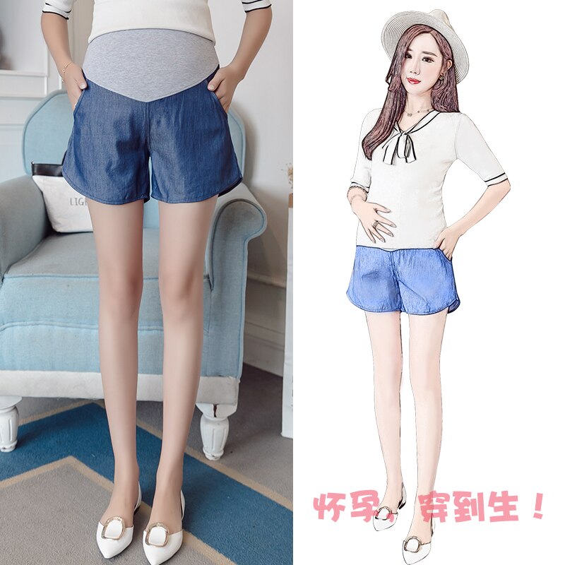 Summer Adjustable Waist Pregnant Women Short Pants Maternity Abdomen Denim Shorts Irregular Pregnancy Short Jeans