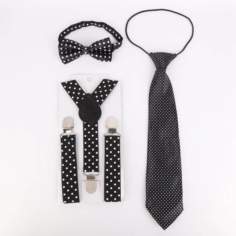 3 piezas Casual niños \'s Polka Dot banda elástica y estudiantes pajarita y corbata Kit accesorios ropa para chico
