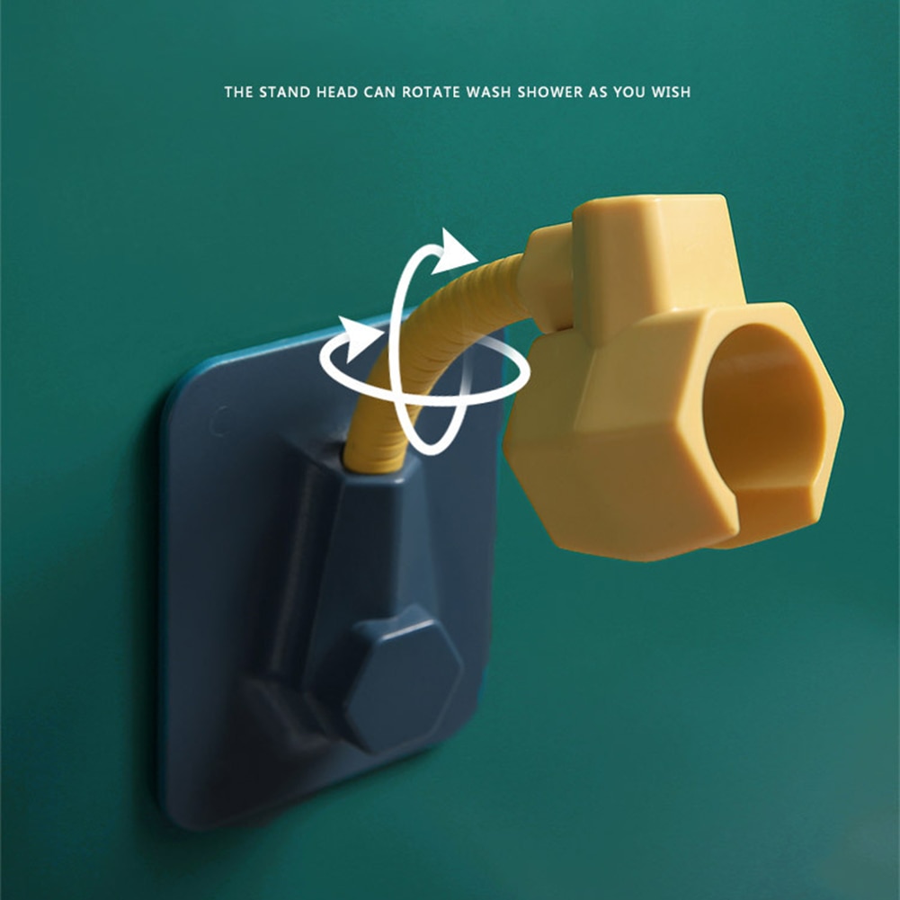 360° Shower Head Holder Adjustable Self-Adhesive Showerhead Bracket Wall Mount With 2 Hooks Stand SPA Bathroom Universal ABS 1pc