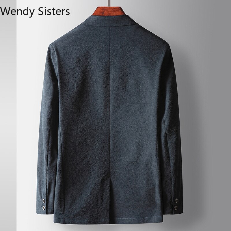 Veste de costume de styliste pour homme, Blazer, légèrement froissé, pour le travail, décontracté, tendance, printemps, 2022