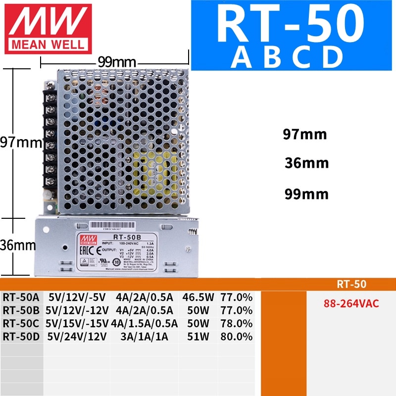 MEAN WELL RT -65A -65B -65C -65D 3-way Switching Power Supply